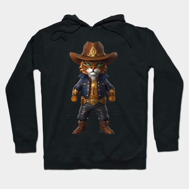 Western Whiskers: Cute Cat in Cowboy Hat and Boots Hoodie by ImaginativeInkPOD